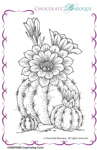 Captivating Cacti individual unmounted rubber stamp  - A6